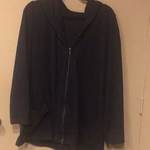 Oversized Black Hoodie Cropped Sleeve